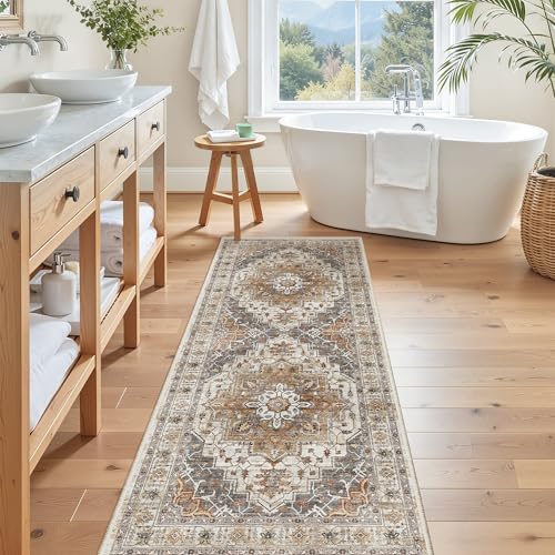 Madane Hallway Runner Rug - 2x5 Rug Runner Washable Runner Rugs Non-Slip Low-Pile Kitchen Runner Rug Laundry Room Rug Throw Carpet for Entrance Bedroom Living Room (2'x5', Turmeric/Grey) - Image 4
