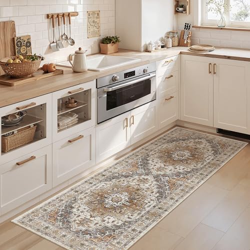 Madane Hallway Runner Rug - 2x5 Rug Runner Washable Runner Rugs Non-Slip Low-Pile Kitchen Runner Rug Laundry Room Rug Throw Carpet for Entrance Bedroom Living Room (2'x5', Turmeric/Grey) - Image 2