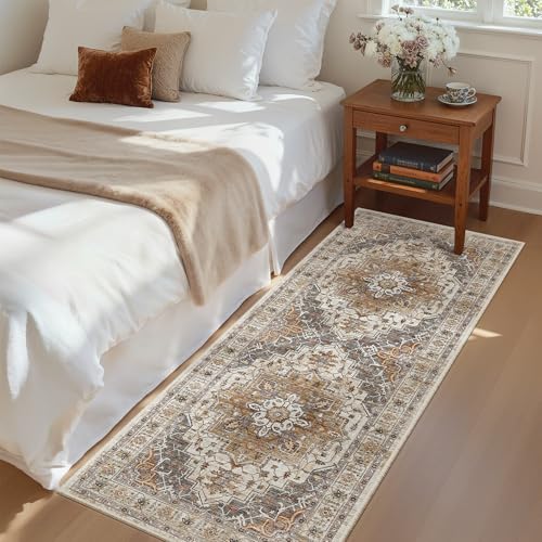 Madane Hallway Runner Rug - 2x5 Rug Runner Washable Runner Rugs Non-Slip Low-Pile Kitchen Runner Rug Laundry Room Rug Throw Carpet for Entrance Bedroom Living Room (2'x5', Turmeric/Grey) - Image 1