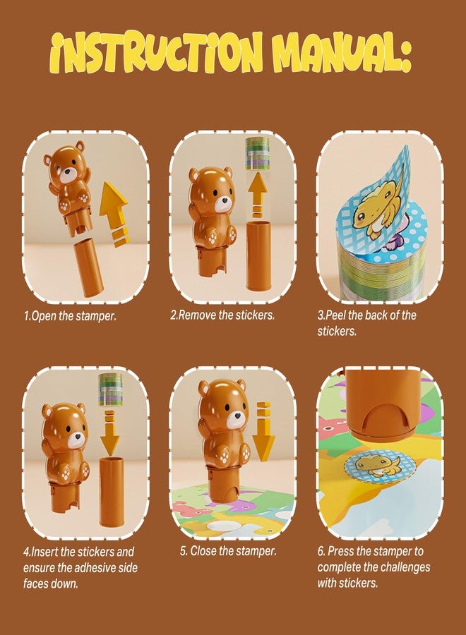 Brainloop Stamp On Rusty, The Bear, Sticker Stamp and Activity Pad with 10 Pages, 100 Stickers, 1 Stamp Toy Collectible Figure, Fun Learning Activity, Return Gifts for Children from 3 Years - Image 4