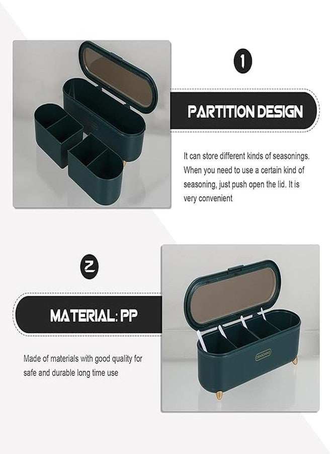 ATOOZED 4 Compartments Seasoning Box Spice Jar For Kitchen Plastic Masala Dani Spice Storage Box Lid Spoon Masala Dabba Condiment Spice Jar Container - Image 4