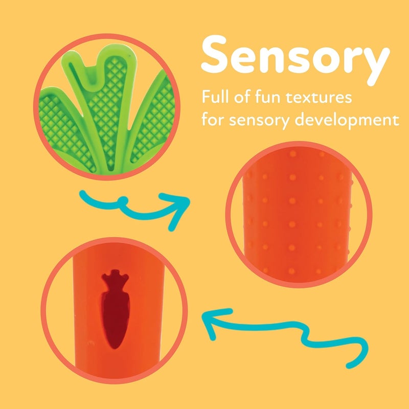 Nuby Silicone Carrot Tube Teether  Baby Teething Toy  Massaging Bristles for Sore Gums  3 Months - Image 4