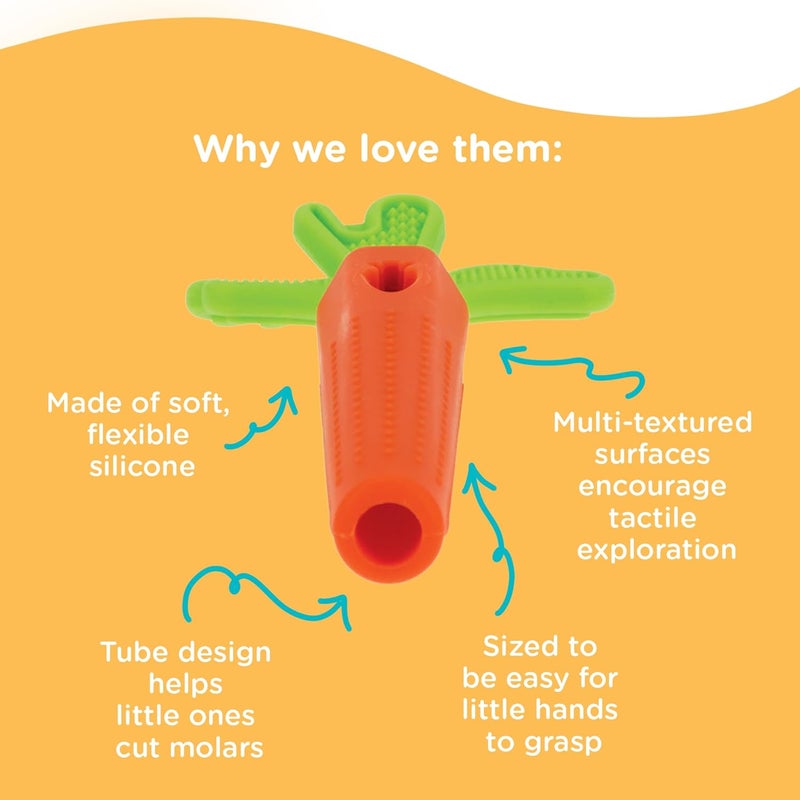 Nuby Silicone Carrot Tube Teether  Baby Teething Toy  Massaging Bristles for Sore Gums  3 Months - Image 5