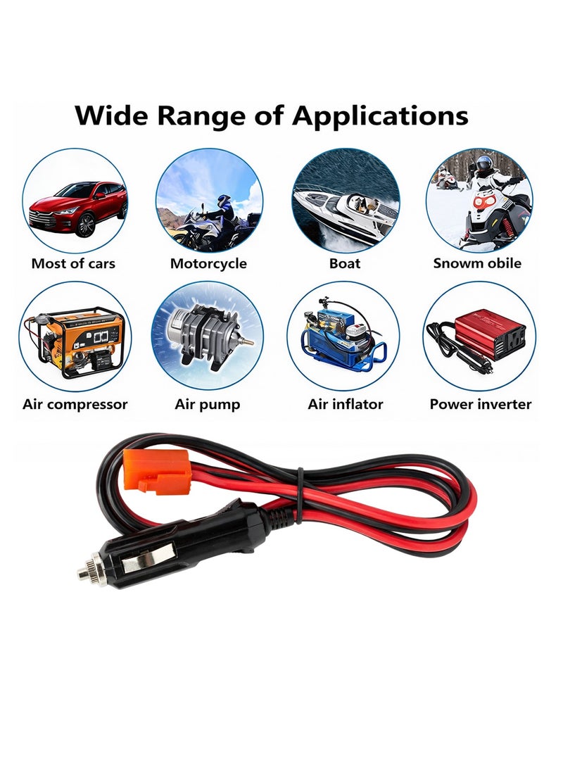 12V Car Lighter Power Cable with Built-in 15A Fuse, Pure Copper Wire Battery Connector Cord for Car, Motorcycle, Boat, Air Pump & Power Inverter - Image 3