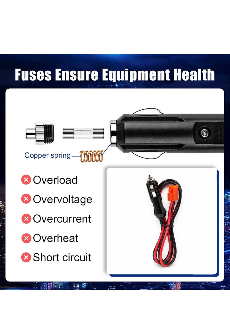 12V Car Lighter Power Cable with Built-in 15A Fuse, Pure Copper Wire Battery Connector Cord for Car, Motorcycle, Boat, Air Pump & Power Inverter - Image 4