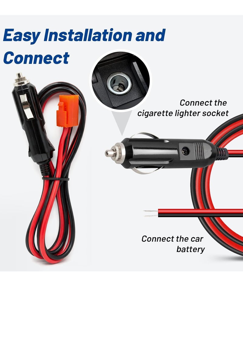 12V Car Lighter Power Cable with Built-in 15A Fuse, Pure Copper Wire Battery Connector Cord for Car, Motorcycle, Boat, Air Pump & Power Inverter - Image 1