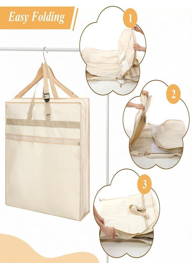 PercyEffie Wedding Dress Garment Bag, 72” Tri-fold Bridal Gown Bags with 6pcs Pouches for Long Gowns and Adjustable Buckle Gown Cover for Wedding, Evening Gowns, Travel, Closet Storage, Prom, Beige - Image 3