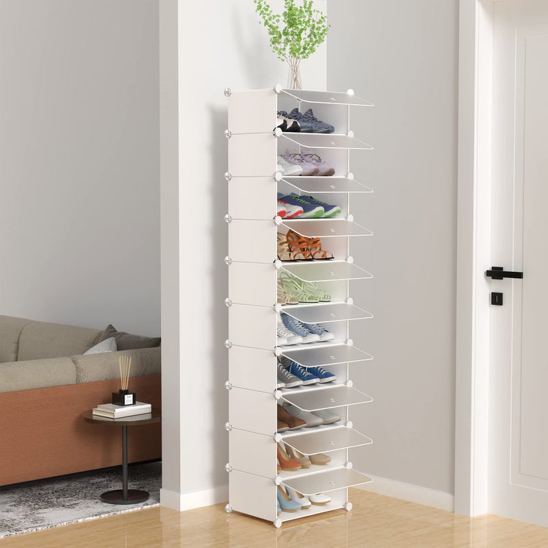 HOMIDEC Shoe Storage, 10-Tier Shoe Rack Organizer for Closet 20 Pair Narrow Shoes Shelf Cabinet for Entryway, Bedroom and Hallway - Image 2