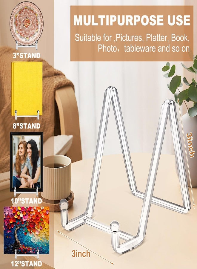 GlikCeil 2 Pack 3 Inches Plate Stands for Display Clear Acrylic Square Holder Stand Picture Frame Holder Easel for Book, Decorative Plate, Plaque, Photo, Platter - Image 5
