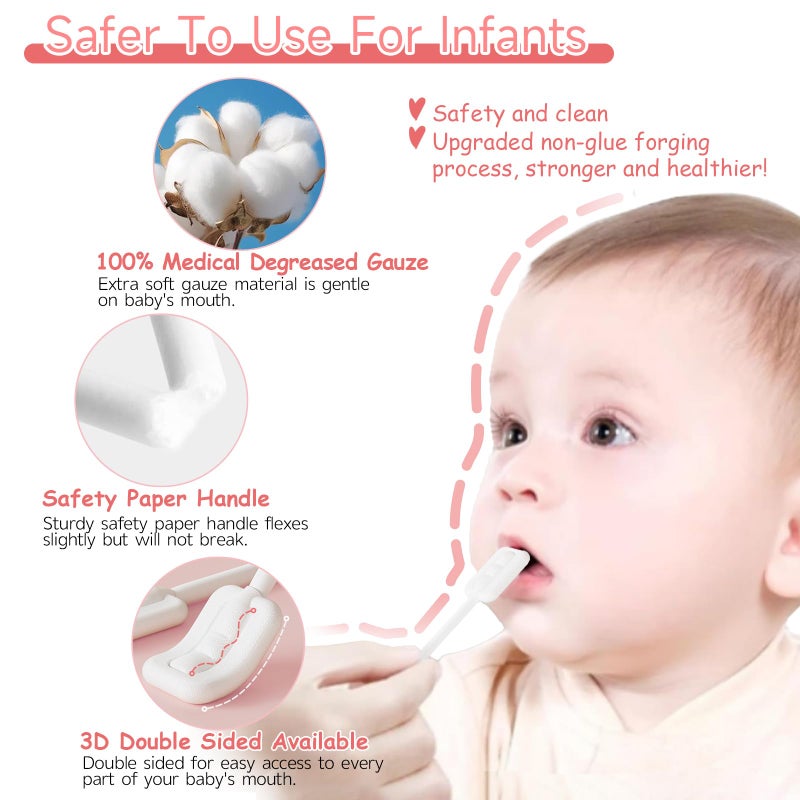 Lonlown 60PCS Baby Tongue Cleaner & 1PCS Finger Toothbrush Infant Mouth Cleaner Newborn Gum Cleaner Disposable Infant Oral Clean Stick Dental Care for Baby Toddler - Image 2