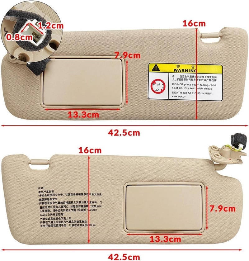 DEMULAX Beige Sun Visor for Hyundai Sonata - Image 2