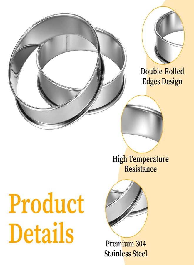 AOZUO 20 Pack 4 Inch English Muffin Rings, Stainless Steel Crumpet Rings Double Rolled Tart Ring Nonstick Tart Ring for Baking Metal Pastry Ringd Mold with Silicone Brush for Dessert Food Making Tool - Image 3