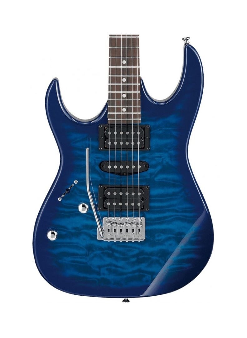 Ibanez Ibanez GRX70QAL 6 String Solid Body Electric Lefty Guitar – Transparent Blue Burst  - Image 2