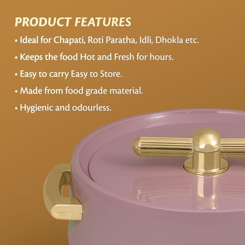 SELVEL Giving shape to life! stainless steel Elegance 1700ml Casserole|Advanced PU Insulation|Elegant Design Insulation|Keeps Food hot & Fresh for Long Hours|(Purple 1700 Ml) - Image 5