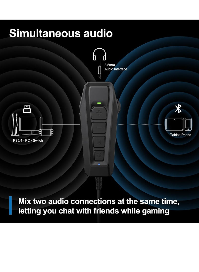 Excefore - Aux to USB External Sound Card, Simultaneous Phone Discord Chat & Gaming Sound in Wired Headphone, USB to 3.5mm Jack Audio Adapter, with 7.1 Surround Stereo Sound, for PC/PS4-4/Nintendo Switch - Image 1