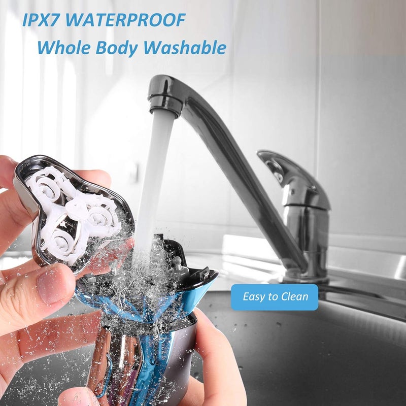 Aesfee Electric Razor for Men IPX7 Waterproof Wet and Dry Mens Electric Shavers Cordless 2 in 1 Rotary Shaver with Popup Trimmer and Travel Lock - Image 2