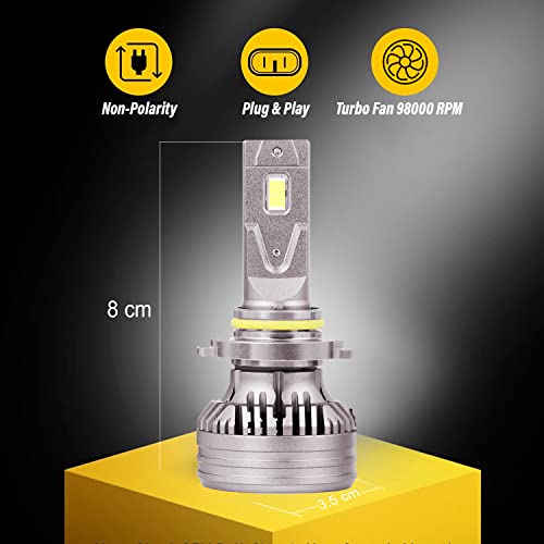Goldfinch GF9005H 9005 160W LED Headlight Bulbs Conversion Kit 15000LM, IP68 Waterproof, 6000K, 80000H+ Lifespan, Direct Replacement & High Performance for Cars (Pack of 2) - Image 2