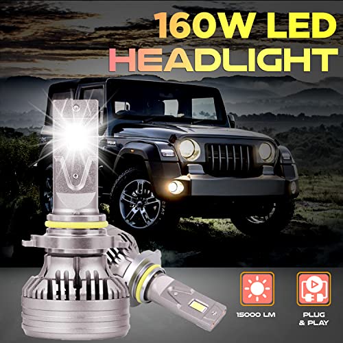 Goldfinch GF9005H 9005 160W LED Headlight Bulbs Conversion Kit 15000LM, IP68 Waterproof, 6000K, 80000H+ Lifespan, Direct Replacement & High Performance for Cars (Pack of 2) - Image 4