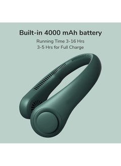LIMOS Portable Neck Fan, Hands-Free Bladeless Fan, 4000 mAh Battery Operated Wearable Personal Fan, Leafless, Rechargeable, Headphone Design, USB Powered Desk Fan,3 Speeds(Green)  - Image 5