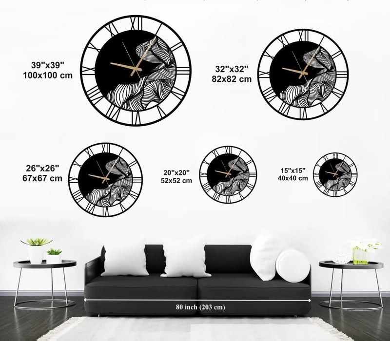 AVVIC MART Wall Clock Stylish Metal Analog Wall Clock for Living Room, Bedroom, Office, Kitchen, Home and Hall | Antique Fancy Big Size Modern Wall Watch (Black(DA-185), 50 CM) - Image 3