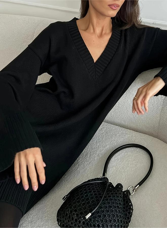 Take Two Plus Size Longline V Neck Sweater - Image 2