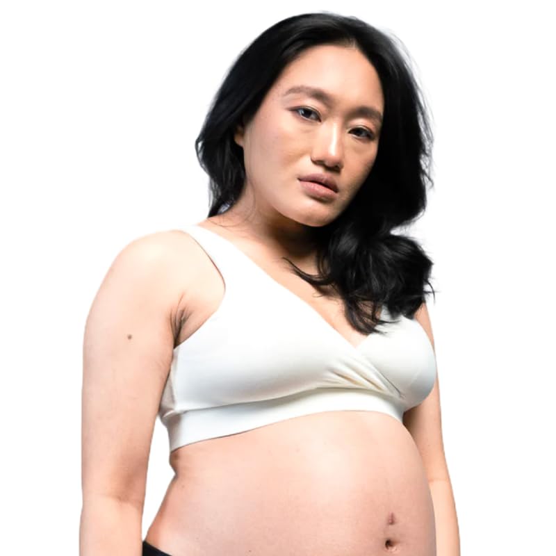 Circus &Circus Maternity Bra | Nursing Bra for Women | Pull Down Feeding Bra | Non Padded Bra for Women Slip On | Tencel Micromodal | Ivory, L - Image 1