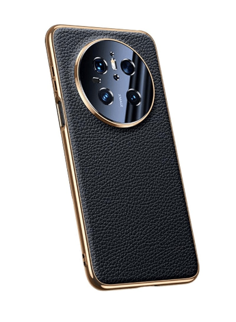 اووكاي جراب لهاتف Honor Magic 7 Pro، مصنوع من ألياف الكربون وجلد أصلي رفيع ومرن ومطلي بمادة TPU مع حماية للكاميرا وغطاء واقٍ مطلي بالكهرباء لهاتف Honor Magic 7 Pro (أسود أنيق) - Image 1