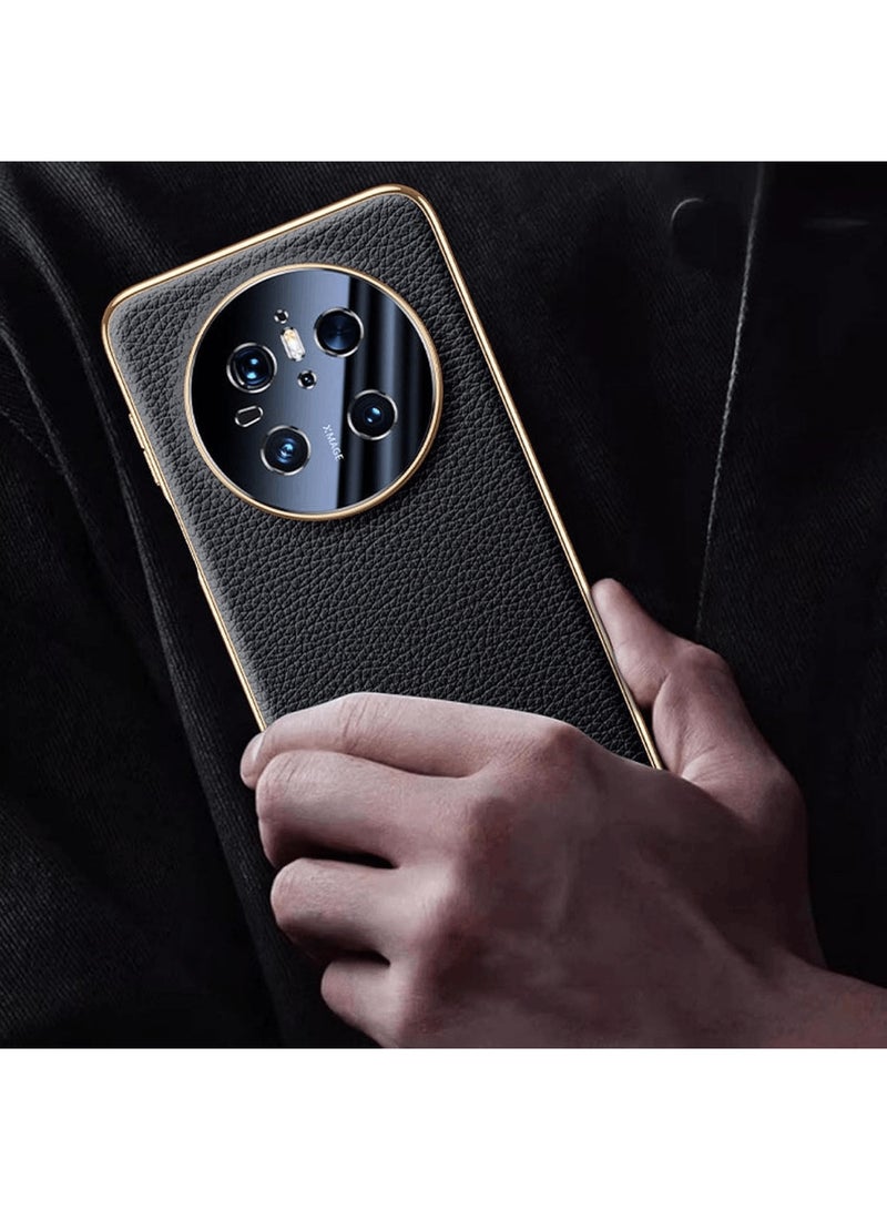 اووكاي جراب لهاتف Honor Magic 7 Pro، مصنوع من ألياف الكربون وجلد أصلي رفيع ومرن ومطلي بمادة TPU مع حماية للكاميرا وغطاء واقٍ مطلي بالكهرباء لهاتف Honor Magic 7 Pro (أسود أنيق) - Image 2