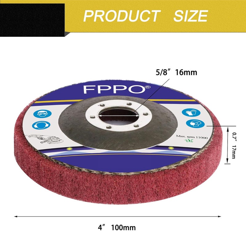 FPPO 9Pcs 4" x 5/8" Nylon Fiber Flap Disc Polishing Grinding Wheel,Scouring pad Buffing Wheel for Angle Grinder Polishing,Flap Discs for Power-Operated Grinders - Image 3