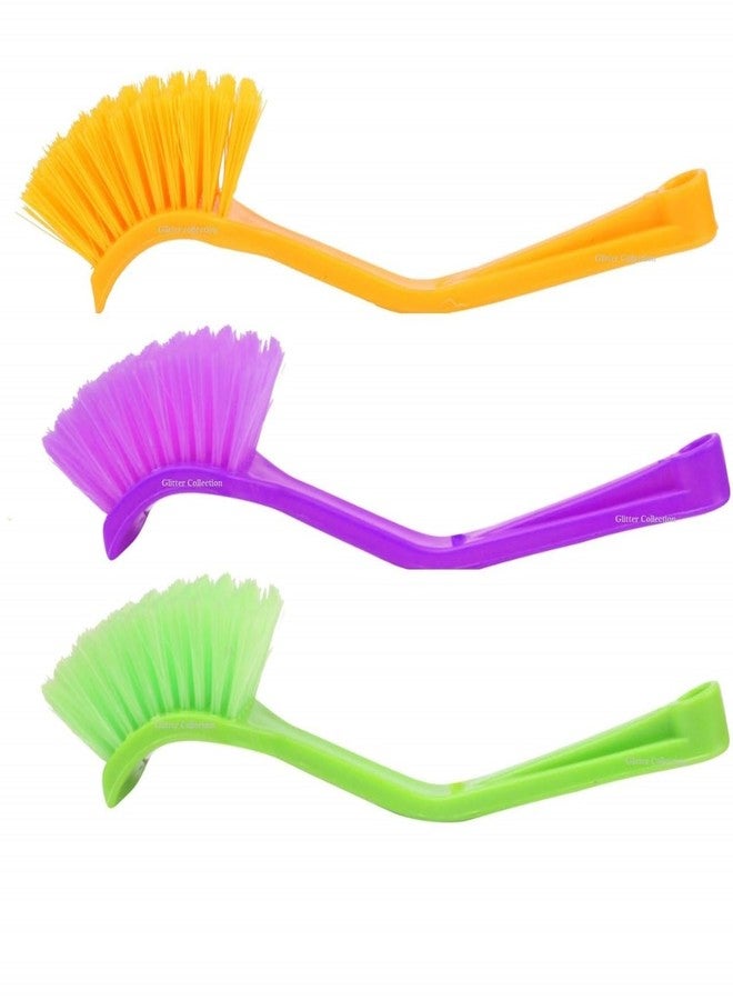 NEXTPRO Wash Basin, Toilet seat, Sink Brush seat Cleaning Brush Set of 3 Sturdy Polypropylene Polyester Material, Multicolour - Image 1