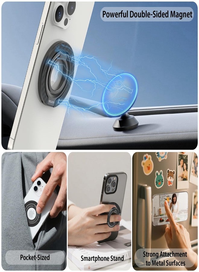 Nillkin FiberSnap Magnetic Phone Grip Ring Stand Holder, Removable Magsafe Phone Holder with Expanding Grip and Adapter Ring,360 Adjustable Kickstand Compatible with iPhone 17,16 Pro 15,14,13 (Black) - Image 2