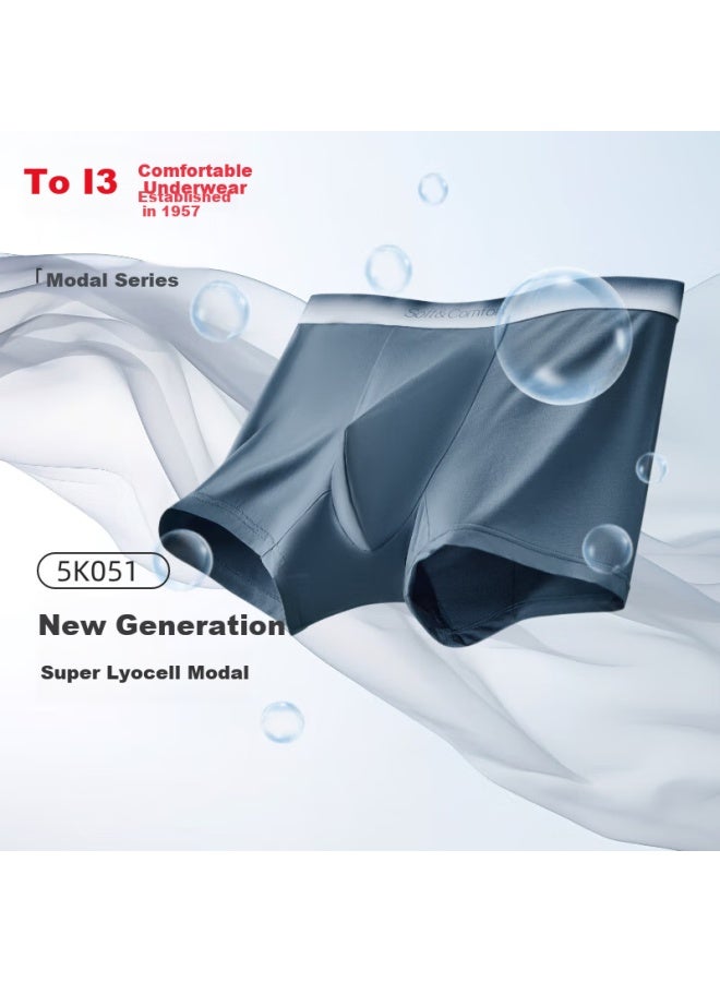 Hongdou Men's Underwear, Antibacterial Pure Cotton Crotch, Lenzing Modal High-elasticity Dermal Plain Angle Underwear, 2-pack - Image 1