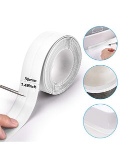HY Sealing Tape Toilet Sealing Tape Waterproof Mold Moisture Proof High Adhesion Kitchen Bathroom Sealing Tape Dampproof Sealing Sticker for Kitchen Sink Bathroom 3.2m to 3.8cm White  - Image 2