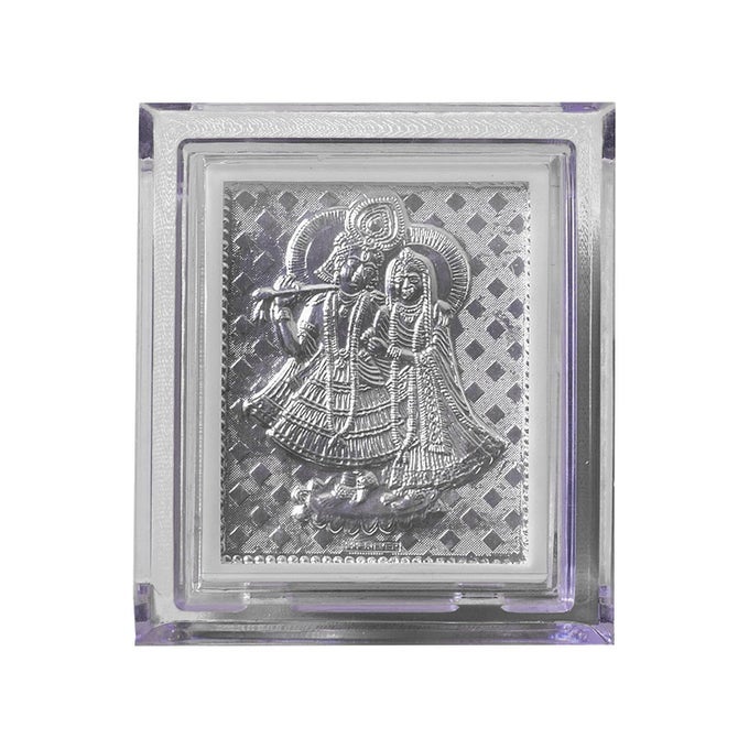 PURE SILVER RADHE KRISHNA FRAME FOR GIFT HOME DECOR 3X25 INCH PACK OF 1