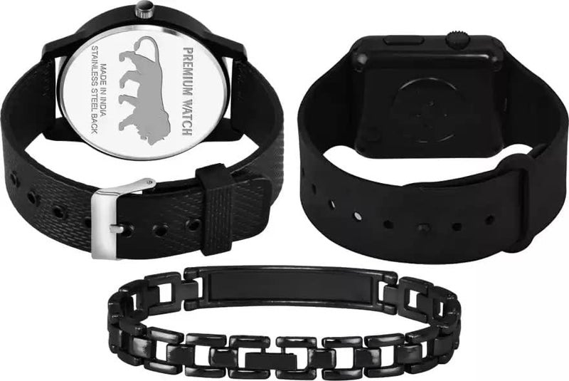 Acnos Polyurethane Kid's Analog Digital Watch With Black Dial, Led And Bracelet Combo, Black Band - Image 4