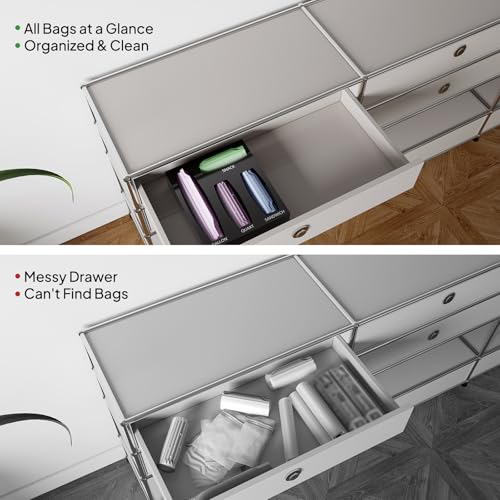 Aquiver Acrylic Bags Organizer - Baggie Bags Drawer Organizer & Plastic Food Storage Bags Holder - Compatible with Gallon, Quart, Sandwich, Snap, Freezer, Slider Bags (Black) - Image 5