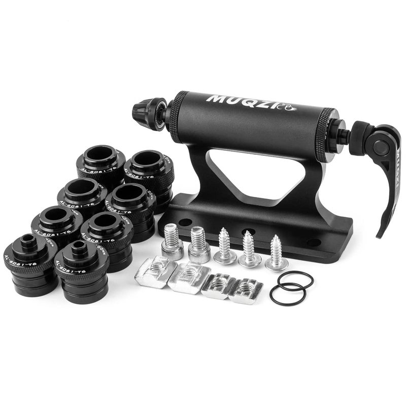 MUQZI Bike Fork Mount, Upgraded Quick Release Thru Axle Bicycle Fork Rack Block with 4 Adapters for Car Trucks Vans SUV Transport and Storage, Black - Image 1