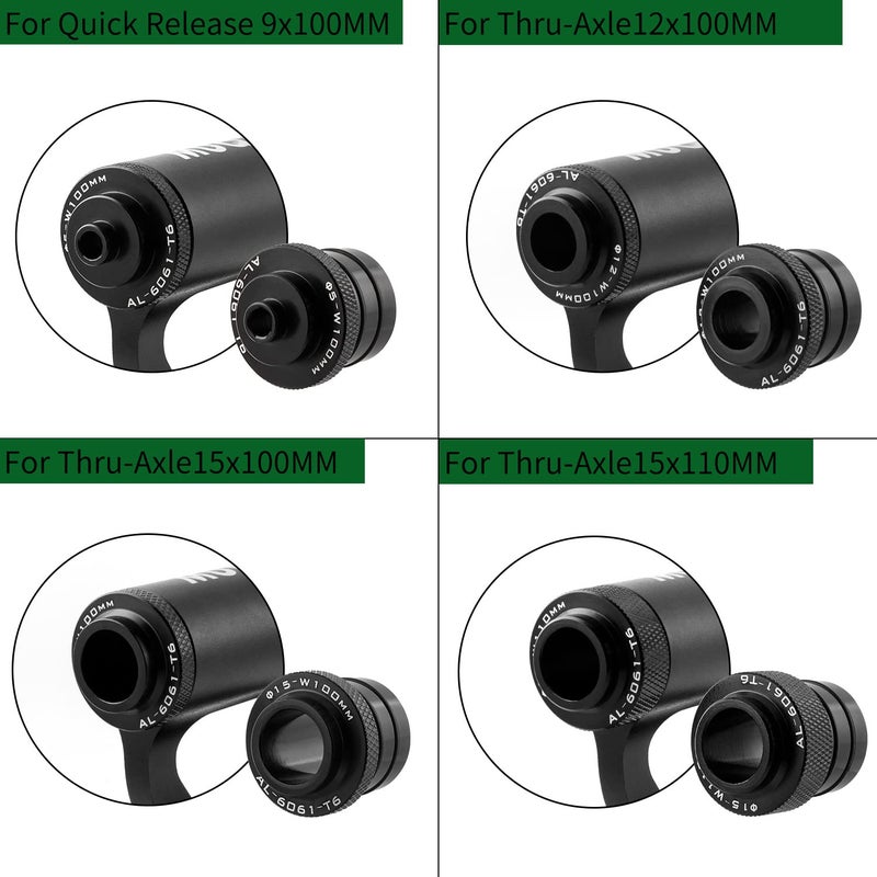 MUQZI Bike Fork Mount, Upgraded Quick Release Thru Axle Bicycle Fork Rack Block with 4 Adapters for Car Trucks Vans SUV Transport and Storage, Black - Image 4
