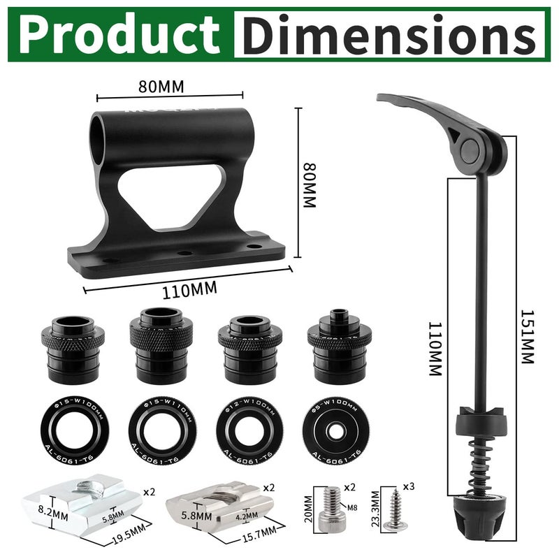 MUQZI Bike Fork Mount, Upgraded Quick Release Thru Axle Bicycle Fork Rack Block with 4 Adapters for Car Trucks Vans SUV Transport and Storage, Black - Image 5