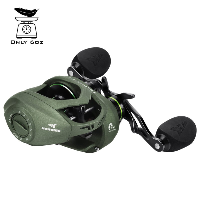 KastKing Spartacus II Baitcasting Fishing Reel, 6oz Ultralight, Super Smooth with 17.6 LB Carbon Fiber Drag, 7.2:1 Gear Ratio, 39mm Palm Perfect Lower Profile Design,Stryker Green,Right Handed - Image 2
