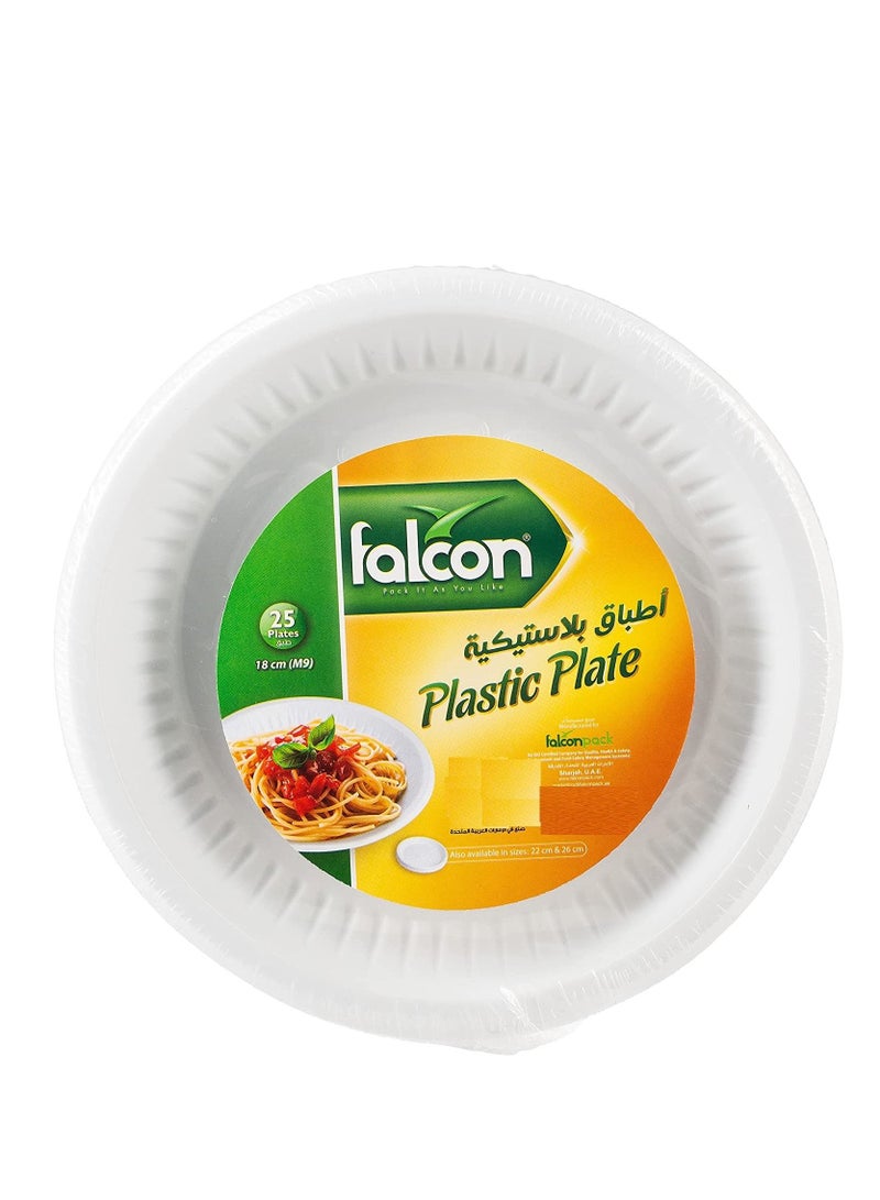 Falconpack Disposable Multi-Purpose Using Plastic White Round Plates For Parties Office And Home M9–18CM