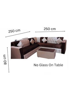 مهارة البحر طقم كنب ماب على شكل حرف L مع طاولة ووسادة بني / بيج 250X80X80  - Image 2