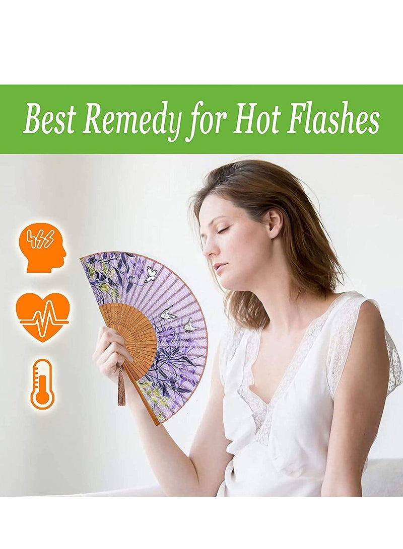 Barakah Small Folding Hand Fan for Women Chinese Japanese Vintage Bamboo Silk Fans for Dance, Performance, Decoration, Wedding, Party, Gift - Image 4