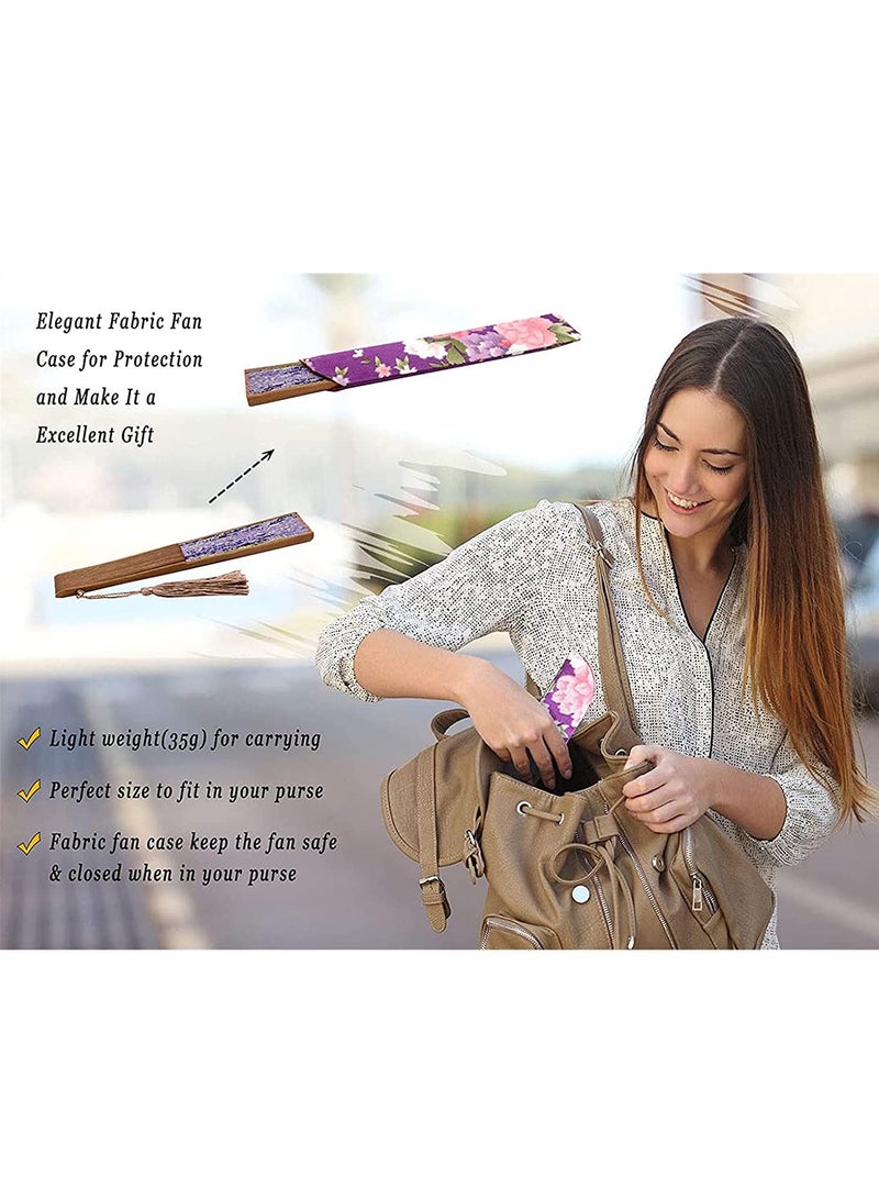 Barakah Small Folding Hand Fan for Women Chinese Japanese Vintage Bamboo Silk Fans for Dance, Performance, Decoration, Wedding, Party, Gift - Image 3