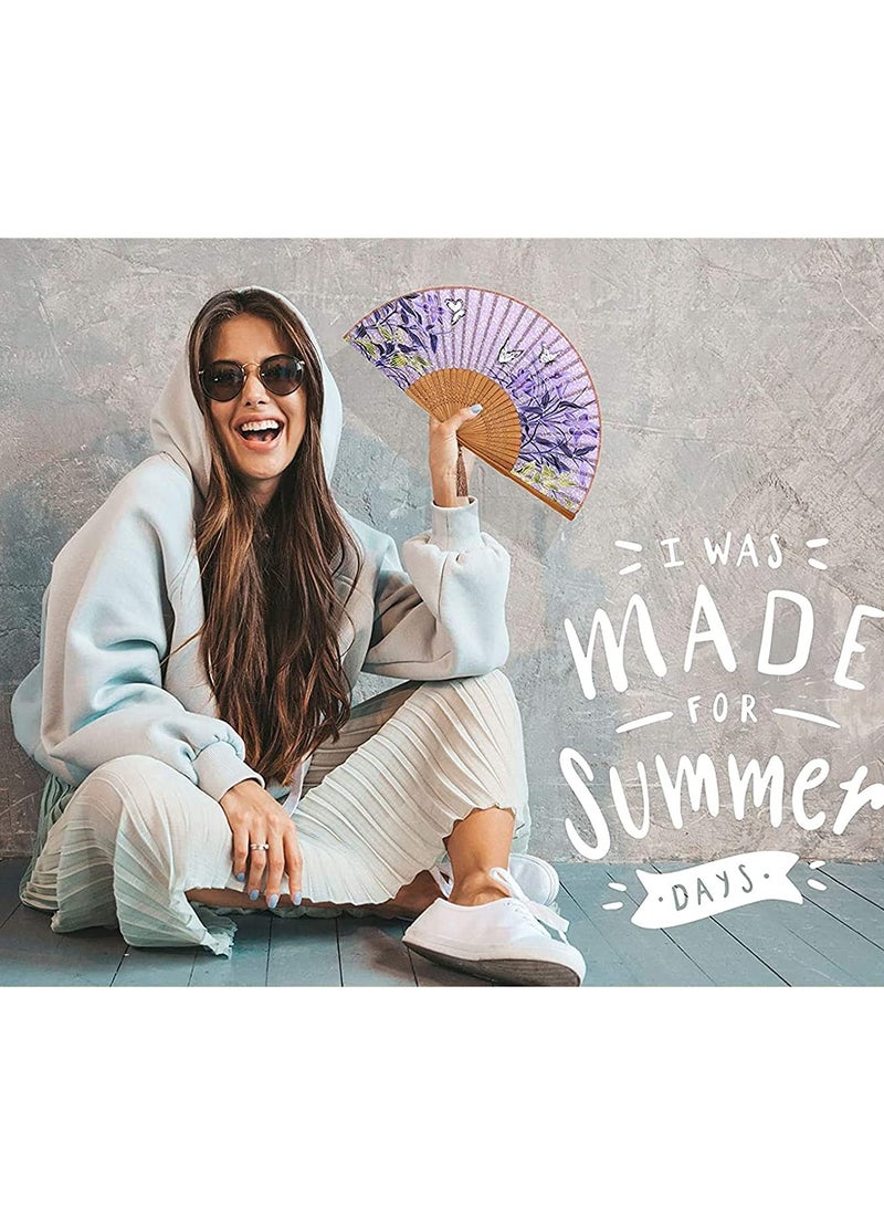 Barakah Small Folding Hand Fan for Women Chinese Japanese Vintage Bamboo Silk Fans for Dance, Performance, Decoration, Wedding, Party, Gift - Image 2