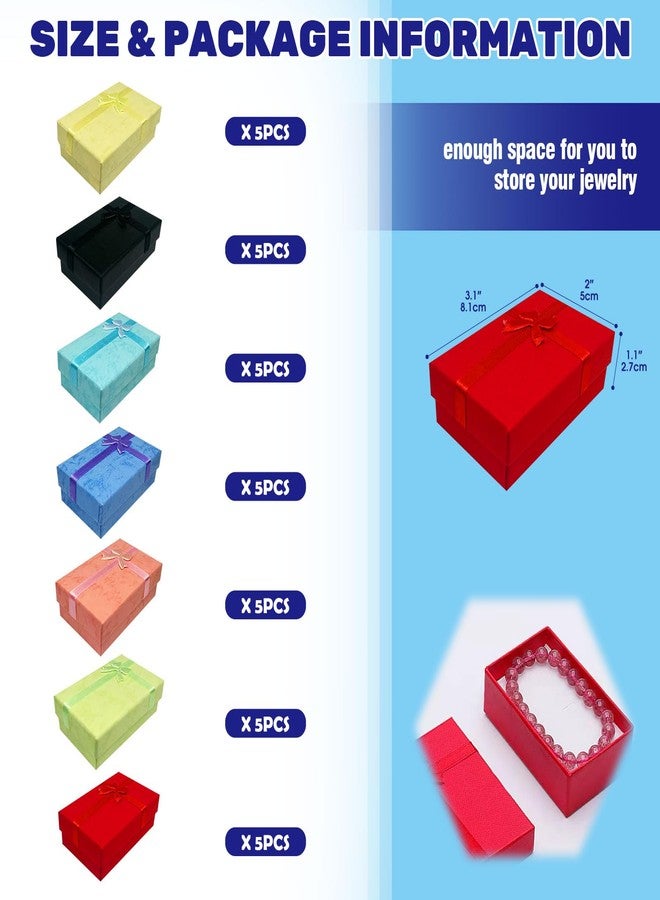 Waltool 35Pcs Empty Small Jewelry Gift Boxes with Lids Assorted Color Set, Cardboard Jewelry Boxes with Decorative Bowknot for Anniversaries, Weddings, Birthdays (2 x 3.1 x 1.1 Inch - Image 2
