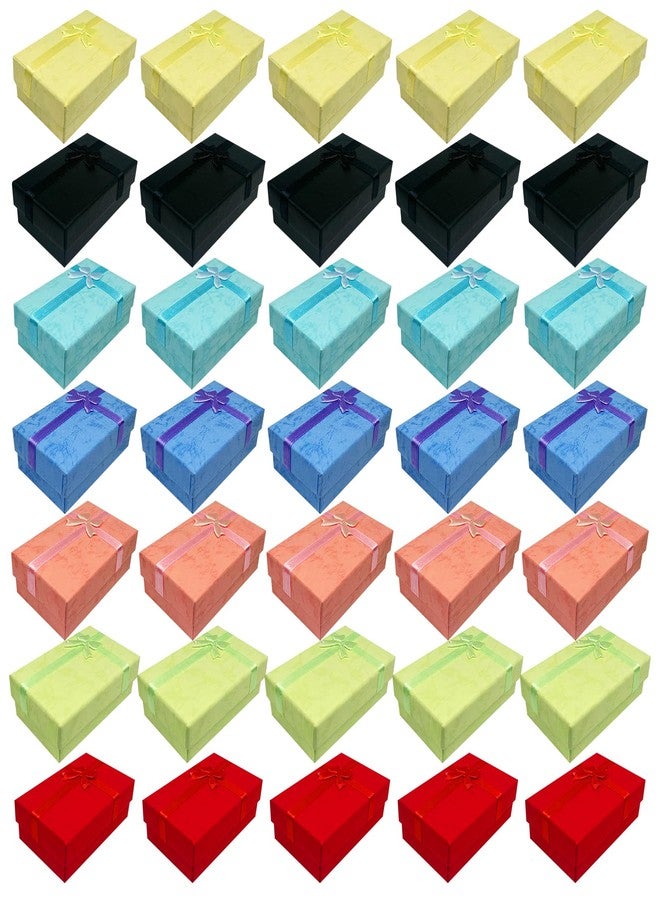 Waltool 35Pcs Empty Small Jewelry Gift Boxes with Lids Assorted Color Set, Cardboard Jewelry Boxes with Decorative Bowknot for Anniversaries, Weddings, Birthdays (2 x 3.1 x 1.1 Inch - Image 1