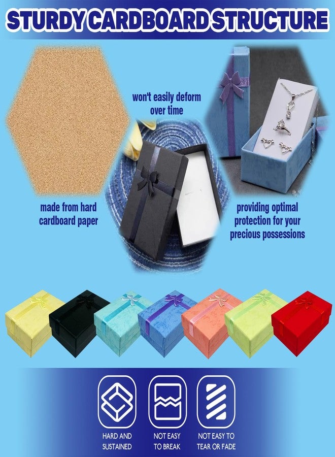 Waltool 35Pcs Empty Small Jewelry Gift Boxes with Lids Assorted Color Set, Cardboard Jewelry Boxes with Decorative Bowknot for Anniversaries, Weddings, Birthdays (2 x 3.1 x 1.1 Inch - Image 3