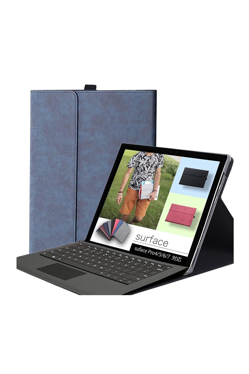 Protective Case for Surface Pro 7/Pro 6/Pro 5/Pro 4 Tablet,Surface12.3 Inch Case, Compatible with Type Cover Keyboard, Business Cover with Pen Holder,Blue