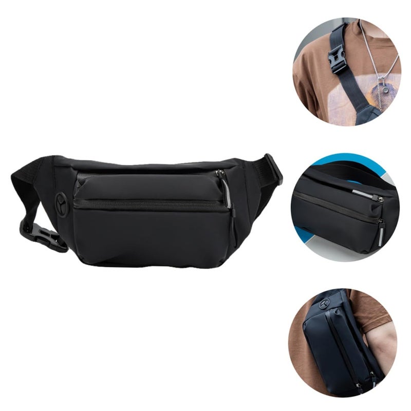 Mens MultiPUose Waist Bag Crossbody Sling Black For Outdoor Activities Casual Use Hiking Travel - Image 4